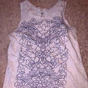 Blue Floral Overlay Tank Top